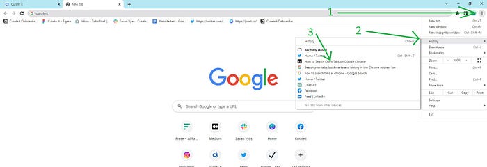 Search for closed tabs