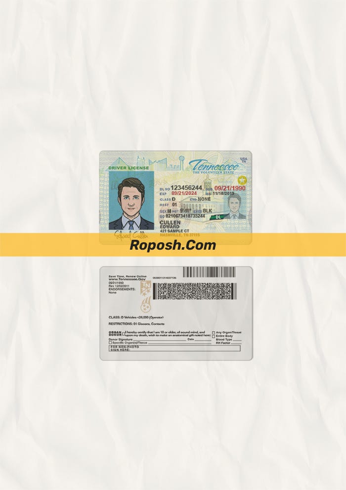 Tennessee driver license psd template - roposhcom - Medium