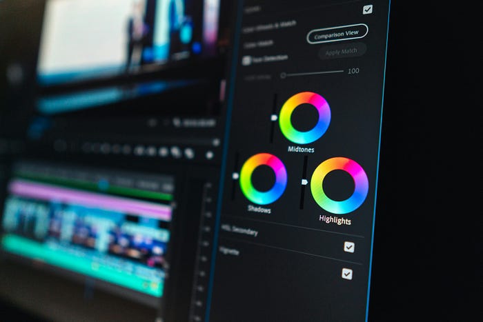 Color grading on video editing software.