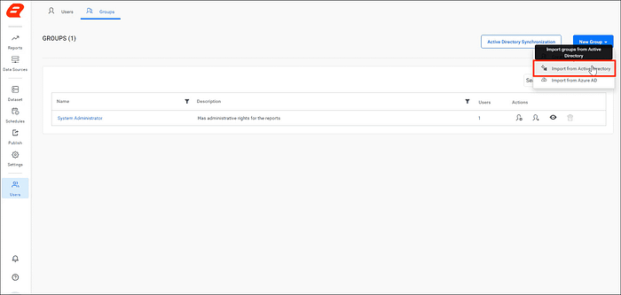 Choose Import from Active Directory Option