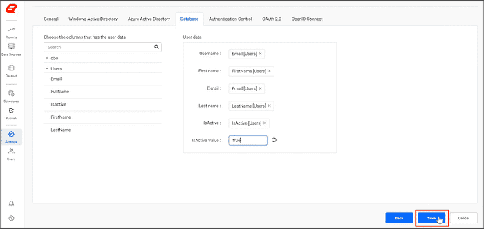 Use the IsActive value field from the database