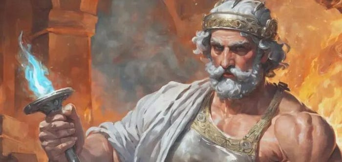 God in Greek Mythology holding a torch