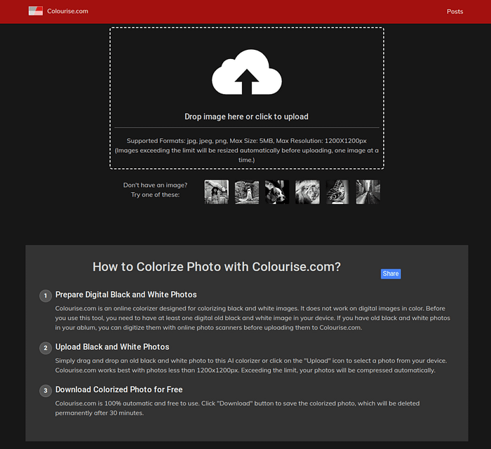 Colourise.com AI görüntü renklendirici