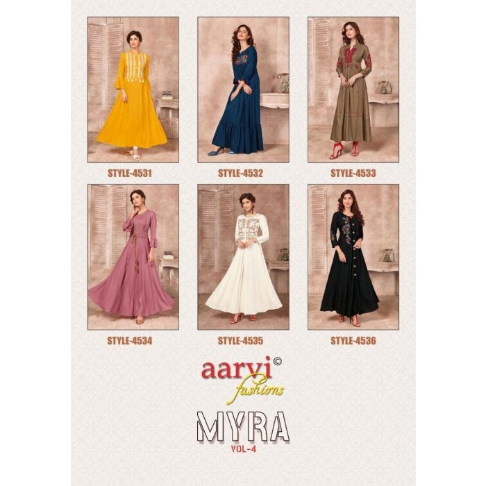 BEST ANARKALI KURTI AARVI MYRA VOL 4 WITH DISCOUNTED RATE ON SHIONA.IN by Jiyapatel Medium