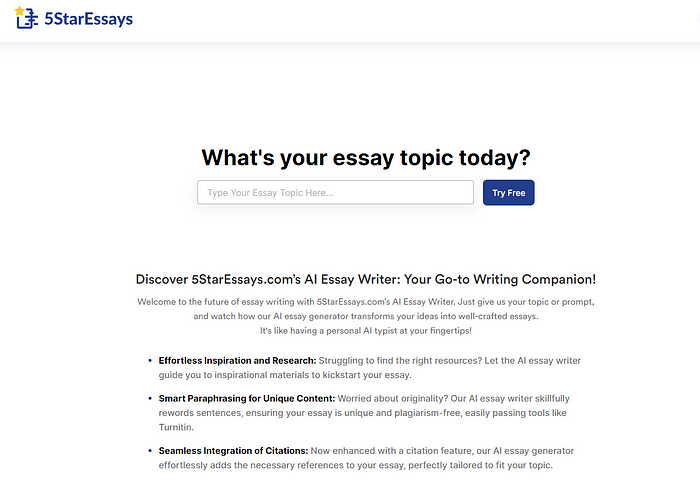 5staressays.com AI Essay Writer