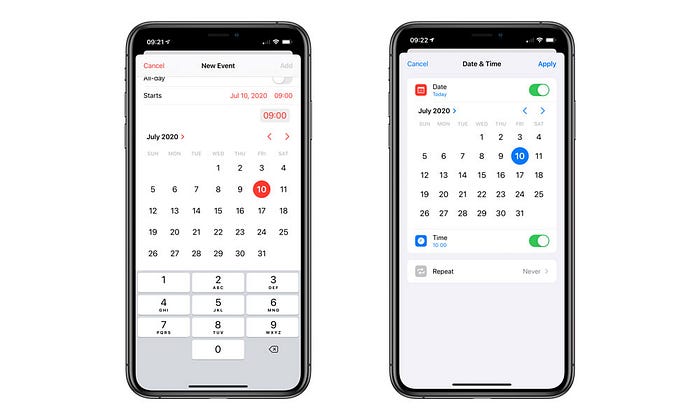 iOS 14 date picker