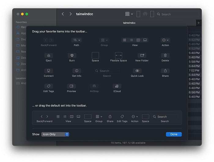 finder’s toolbar