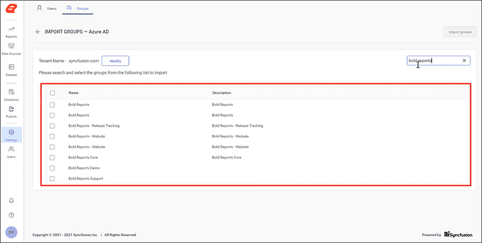 Import Groups Page