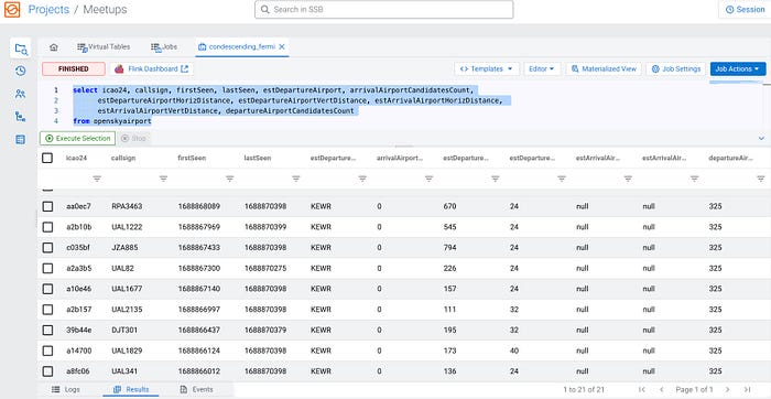 Set up upsert tables to insert results into Kafka topics (or in JDBC tables)