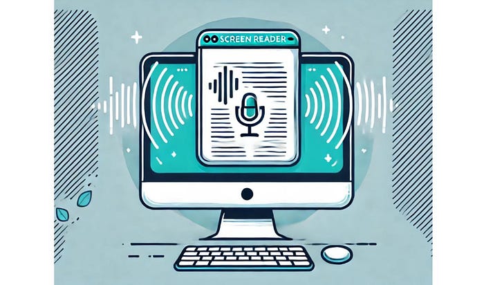 Desktop with mic representing screen reader