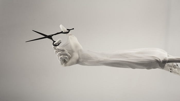 clone hand using scissors