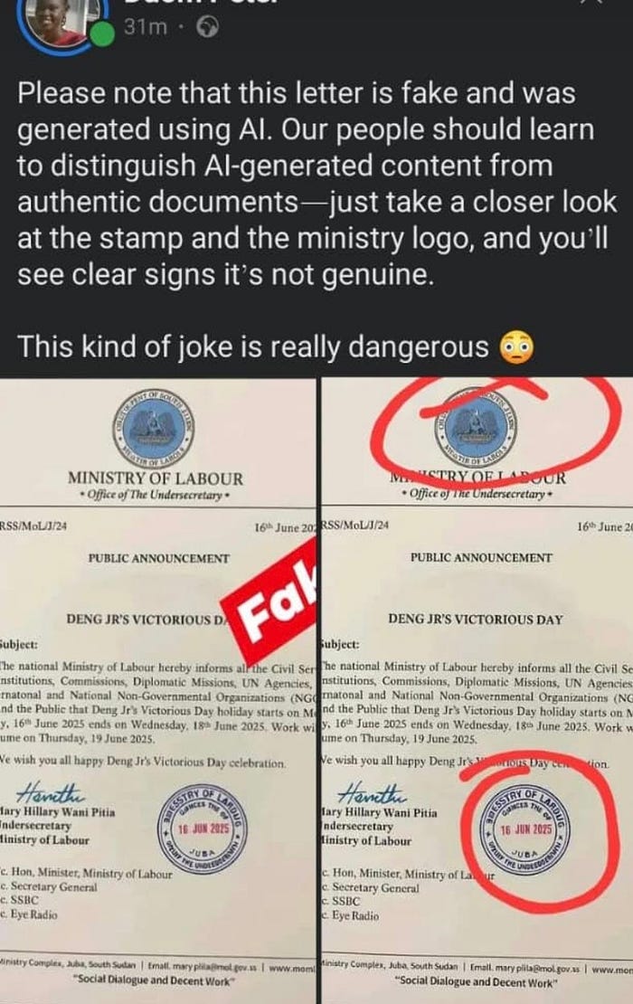 A screenshot of a Facebook user, debunking the claim.