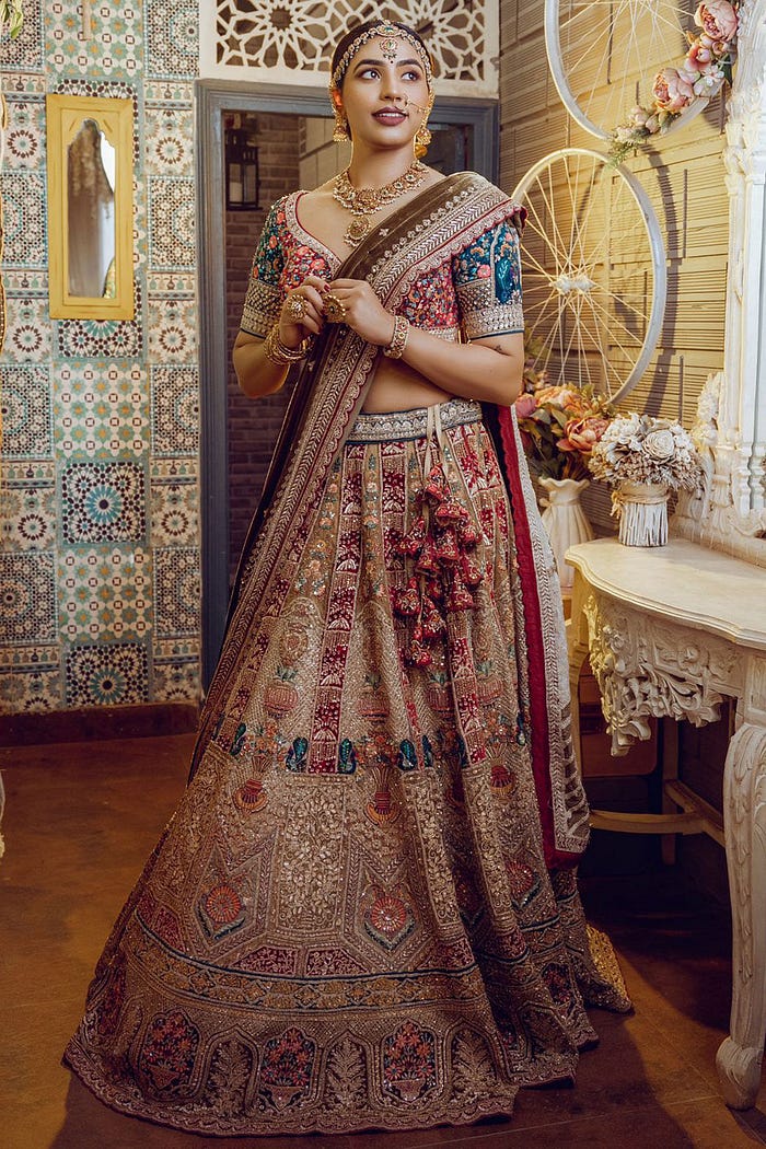 Sapthami Gowda Looks Regal in Samyakk’s Sequins Embroidered Net Lehenga