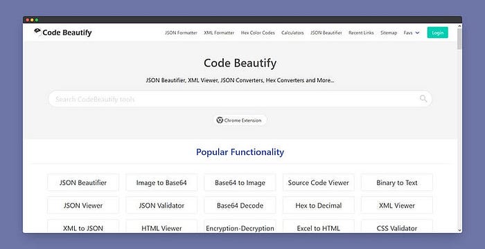 [Code Beautify](https://codebeautify.org/)
