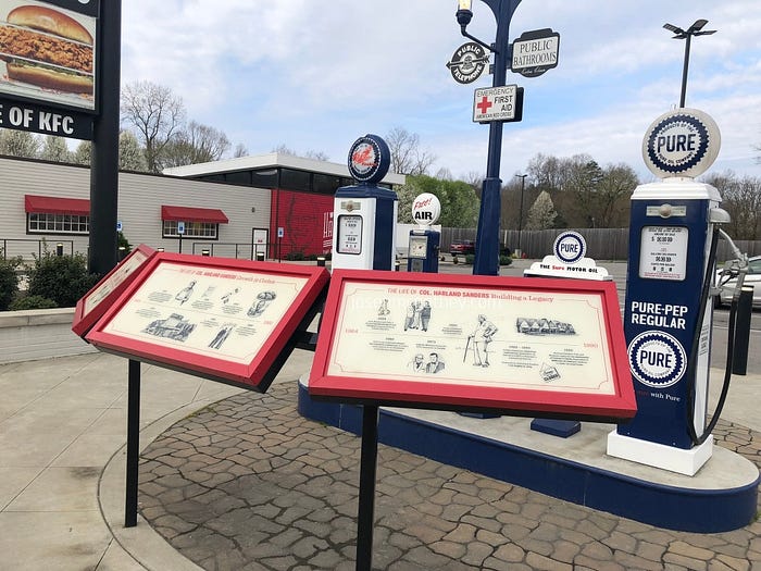 Colonel Sanders timeline outside original KFC
