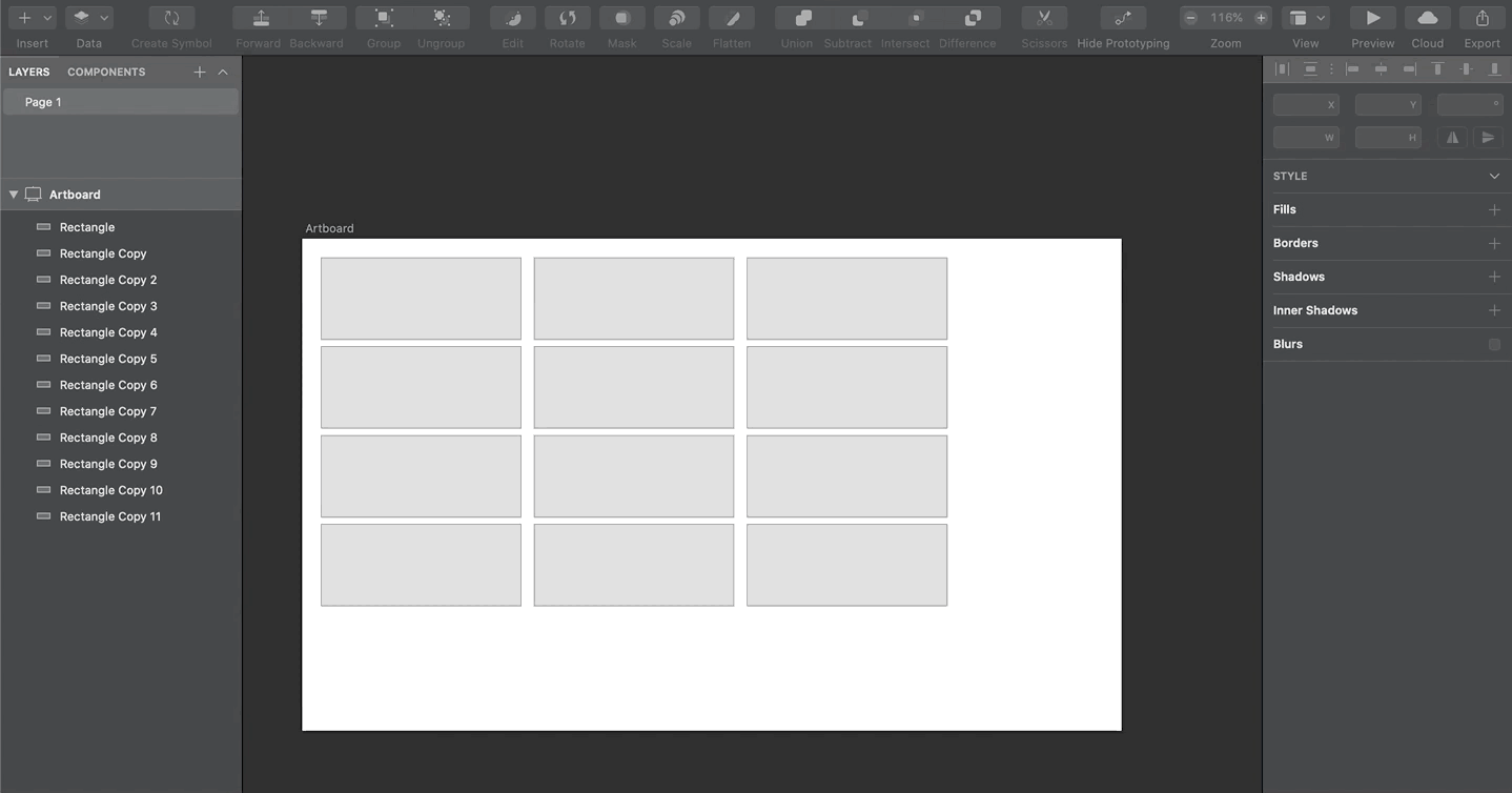 A GIF describing how to create grids in Sketch.