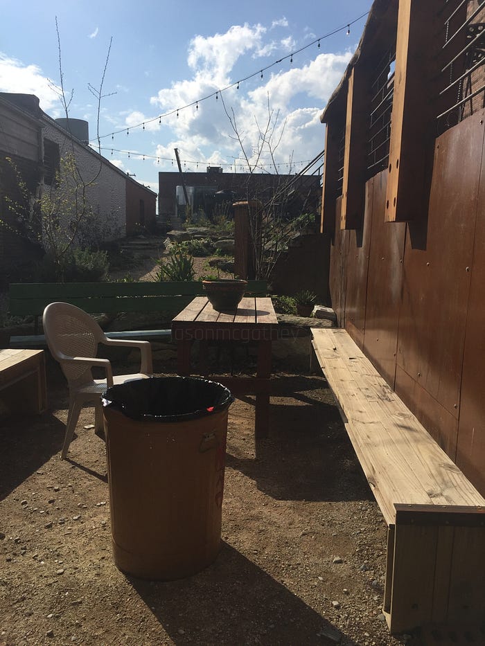 back patio at artists’ retreat