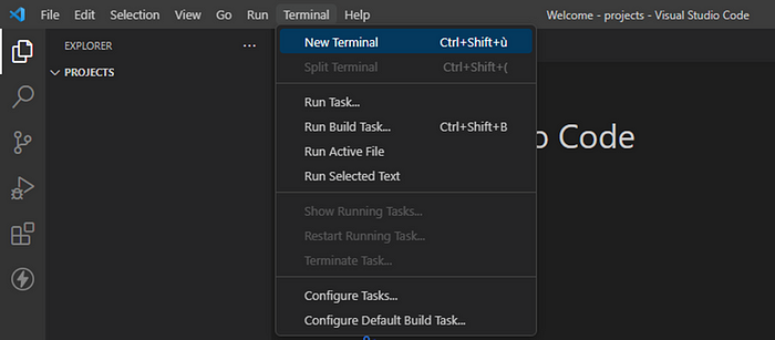 Open terminal in visual studio code