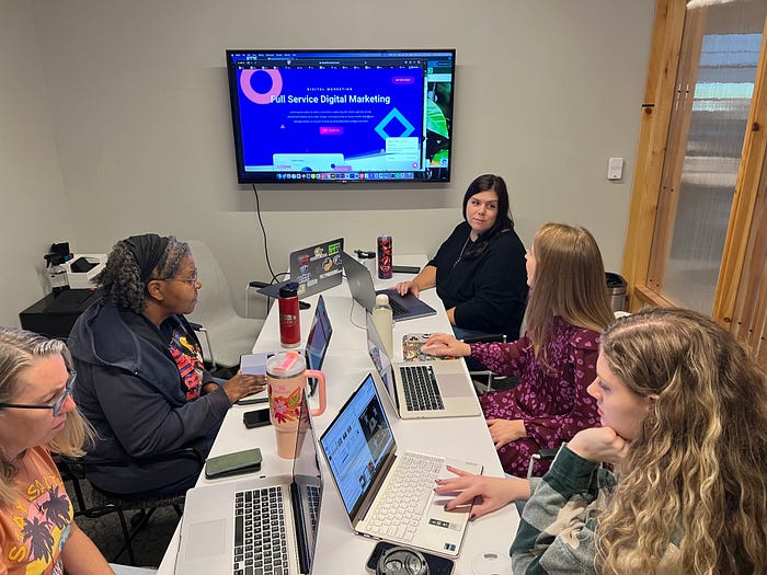 Team mates at my agency, Country Fried Creative, hard at work planning a marketing campaign for a client.