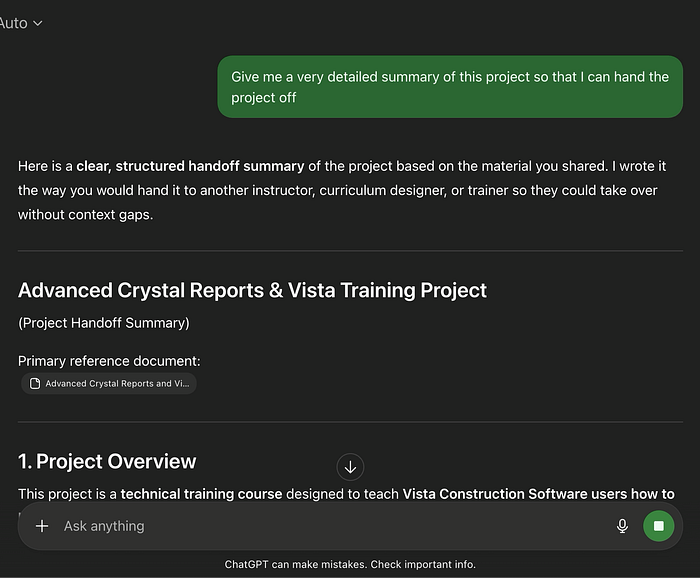 Claude project with Add text content option