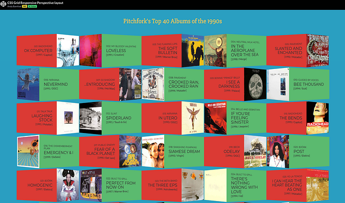 CSS Grid Responsive Perspective layout by Andy Barefoot