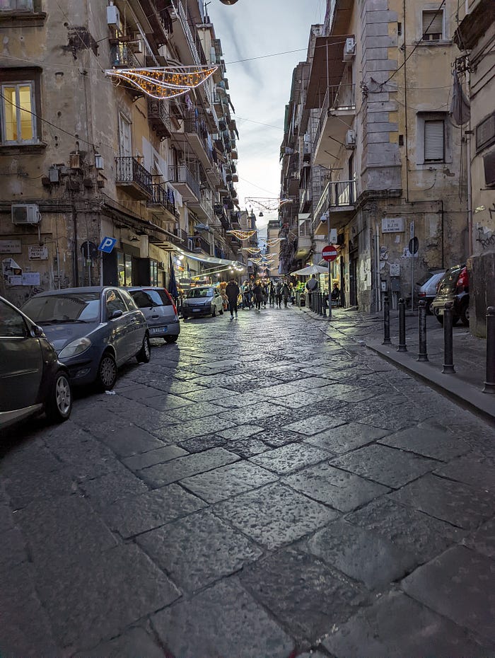 A Neapolitan street at sunset