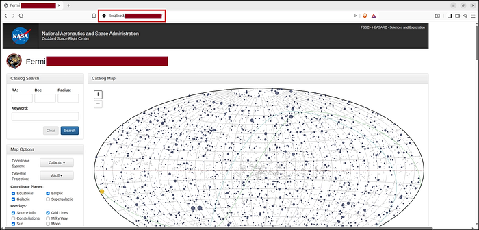 Accessing the website target locally after running the Docker container