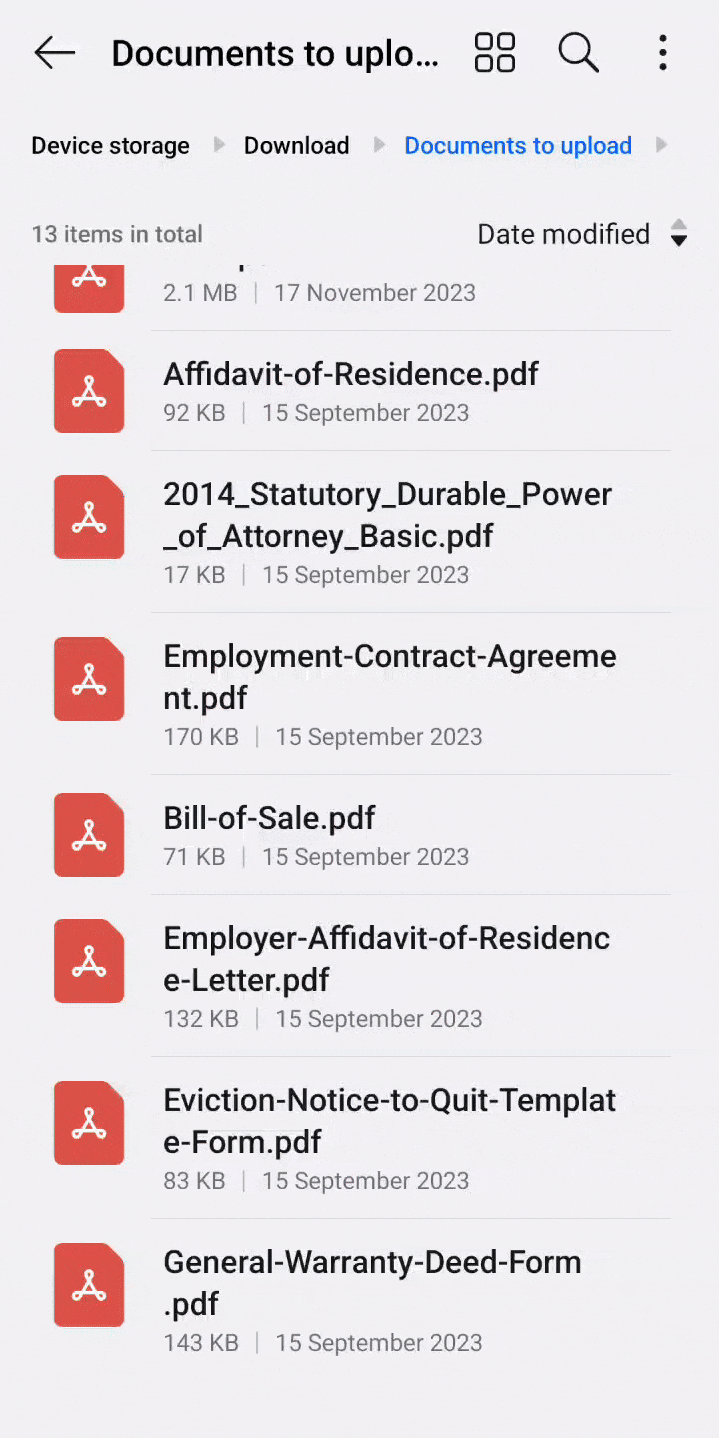 Uploading to BoldSign via file manager app