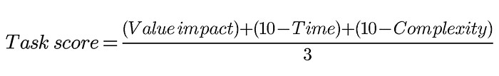 task score prioritization equation