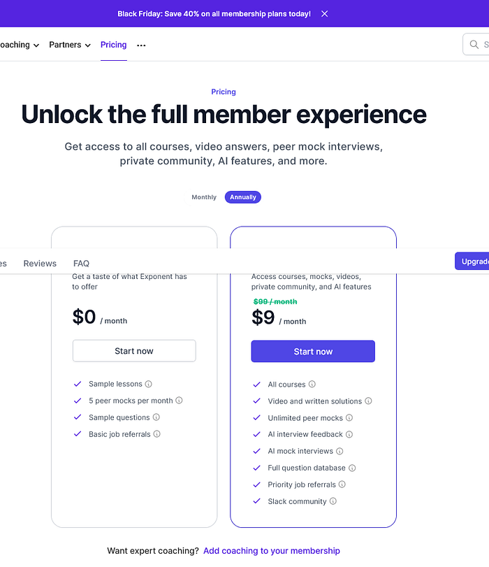 Exponent Black Friday and Cyber Monday sale, 40% discount with coupon code CYBER40