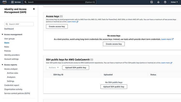 Add access key to IAM User
