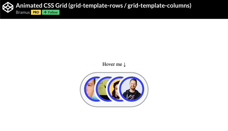 Animated CSS Grid (grid-template-rows / grid-template-columns) by Bramus