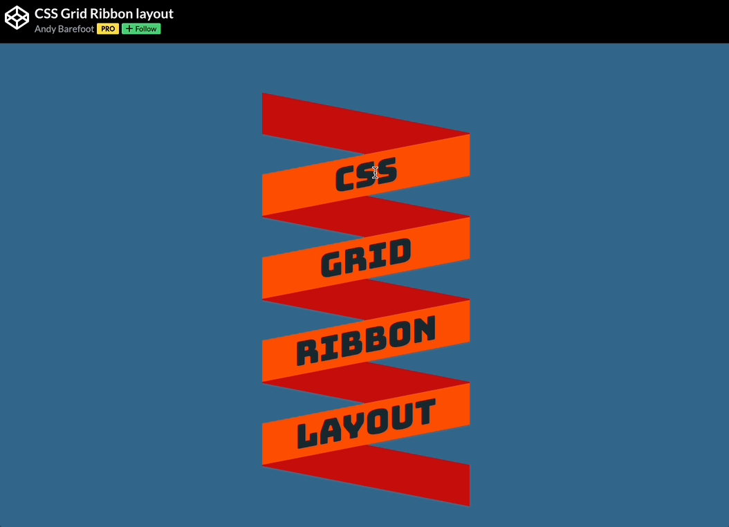 CSS Grid Ribbon layout by Andy Barefoot