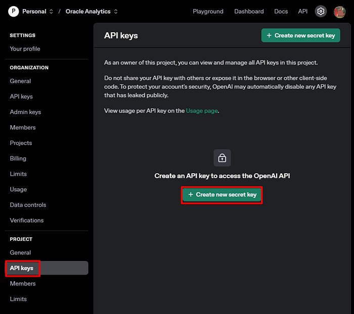 Create a new secret key