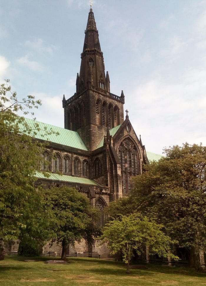 View of large cathedral in Glasgow, Scotland