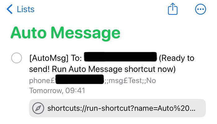 Reminder created by Auto Message