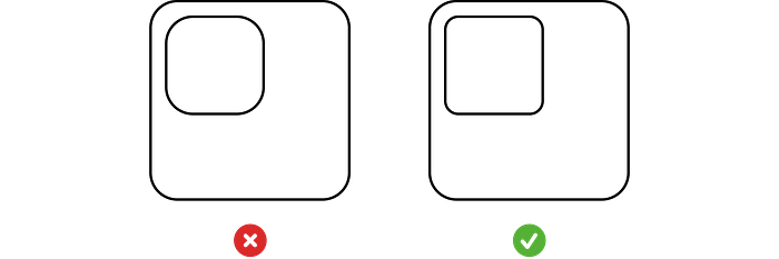 2 widgets, one with too much corner radius.