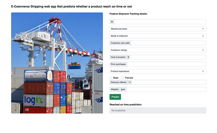 e-commerce shipping web app screenshot