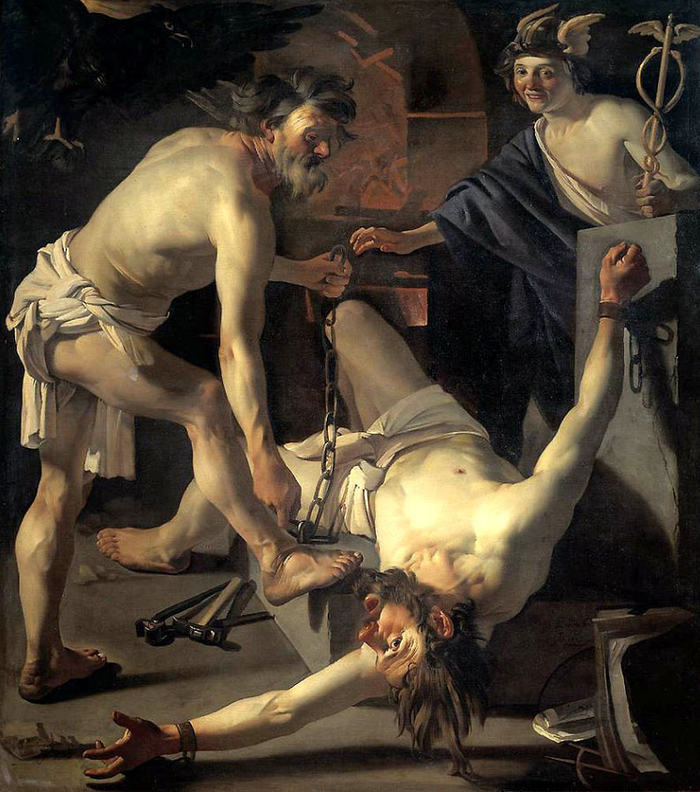 Prometheus Vulcan tarafından zincirlenirken, Prometheus Being Chained by Vulcan, Rijksmuseum, 1623, Dirck van Baburen, Amsterdam