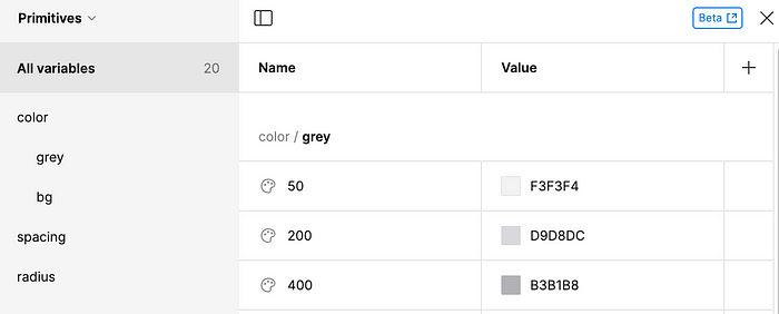 create categories by using figma variables feature