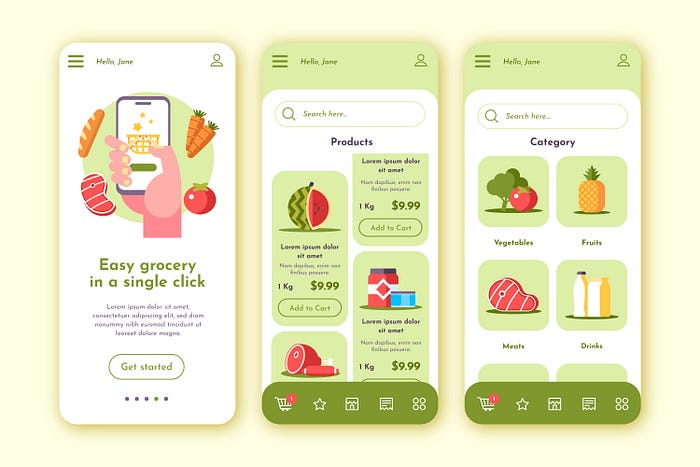 Vector image of a Grocery Delivery App.