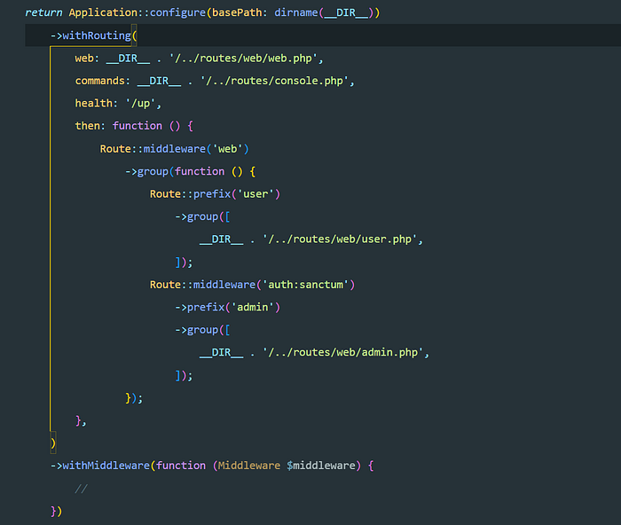 Register additional custom routes files in Laravel