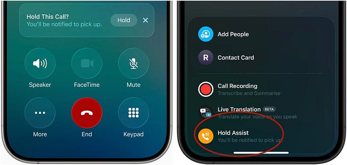 Hold Assist on iOS 26