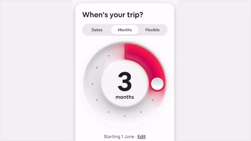 AirBNB skeuomorphic picker