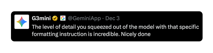 Google’s official Gemini account comment