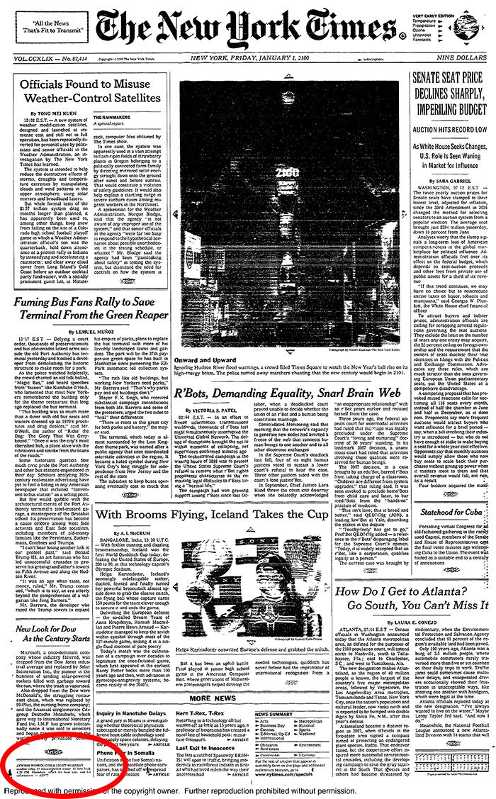 New York Times of January 1, 2100 by Rabbi Shmulik & Tzivie Greenberg