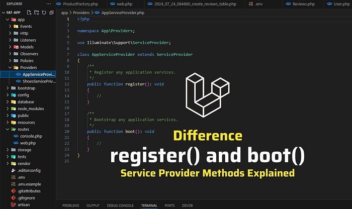 The difference between boot and register laravel service provider methods explained — Mohammed Muwanga Web developer