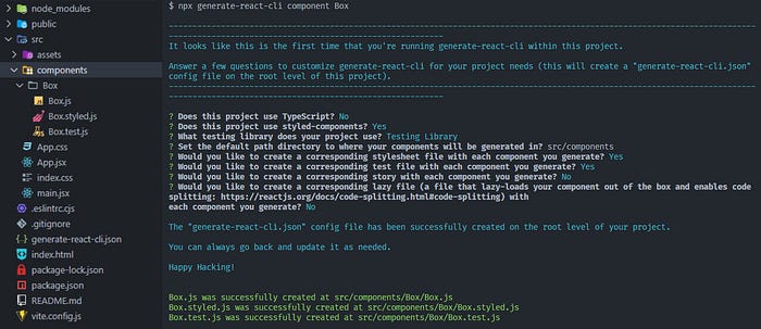 Start generate component