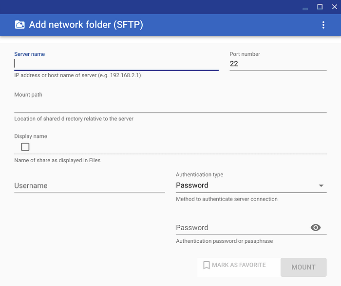 FTP client launches to begin configuration