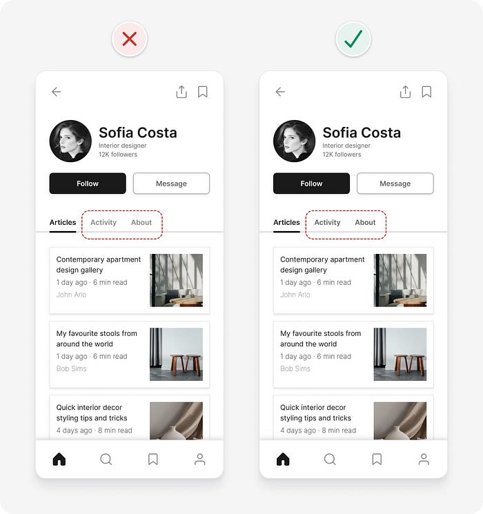UI design tips example increasing text contrast to at least 4.5:1 to ensure it’s accessible